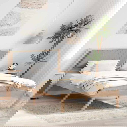 vidaXL Krevetni okvir s tapiciranim uzglavljem Svijetlo siva Cene