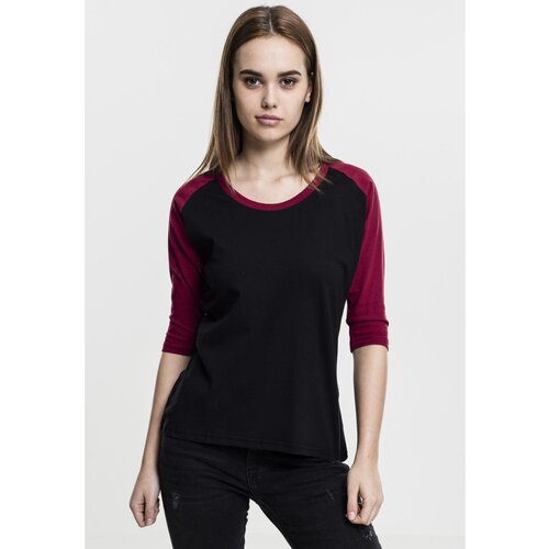 Urban Classics Ladies 3/4 Contrast Raglan Tee blk/burgundy Cene