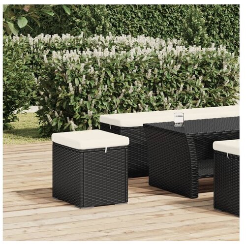  Otoman s jastukom crni 40 x 30 x 40 cm od poliratana Cijene