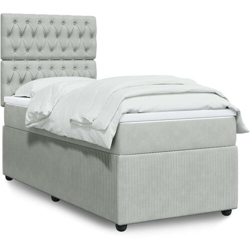 vidaXL Box spring krevet s madracem svjetlosivi 90x190 cm baršunasti Cene