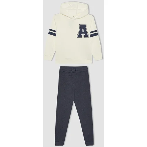 Defacto Boy's Printed Sweatshirt Sweatpants 2-Piece Set