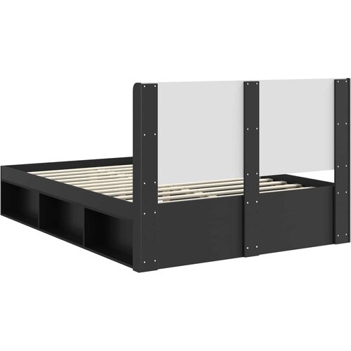  Okvir za krevet s pohranom i uzglavljem Crna 135 x 190 cm Slike