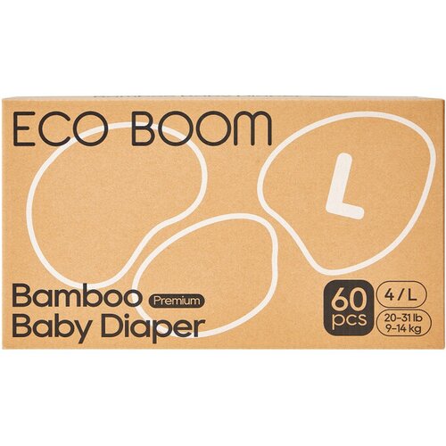 Eco boom Pelene za bebe biorazgradive Pure Premium L 9-14kg 60kom Slike