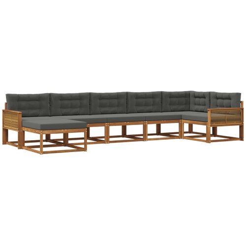 vidaXL Zunanja garnitura za sedenje 7 pcs Naravna in antracitna, (5000281140) Cene