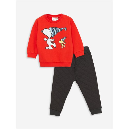 LC Waikiki Crew Neck Long Sleeve Snoopy Printed Baby Boy Sweatshirt and Tracksuit Bottom 2-Set Slike