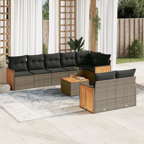  9-dijelni set vrtnih sofa od poliratana s jastucima sivi Cijene