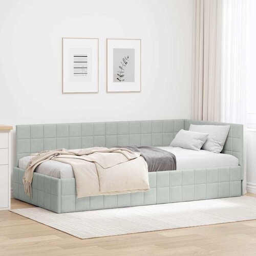 VidaXL Kutni okvir kreveta Svjetlosiva 100 x 200 cm Bar&amp;scaron;un Slike