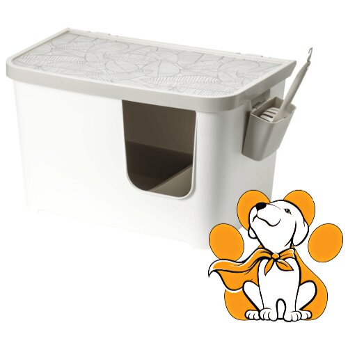 Moderna casetta camelia soft white, toalet za mačke sa lopaticom za posip Cene