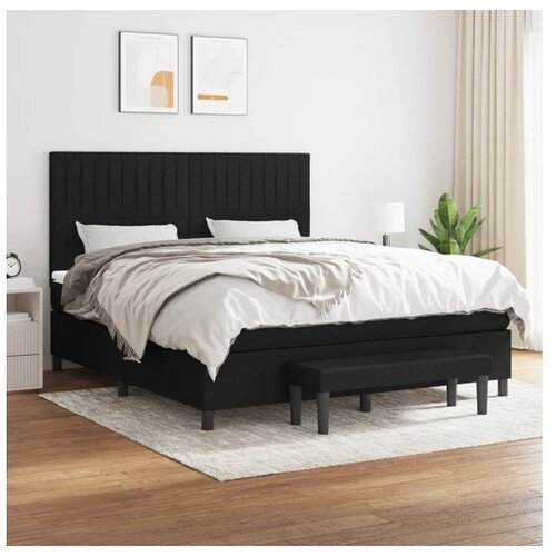 vidaXL Box spring postelja z vzmetnico črna 160x200 cm blago Cene