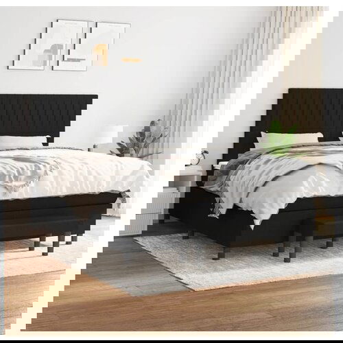 vidaXL Krevet s oprugama i madracem crni 160x200 cm od tkanine Cijene