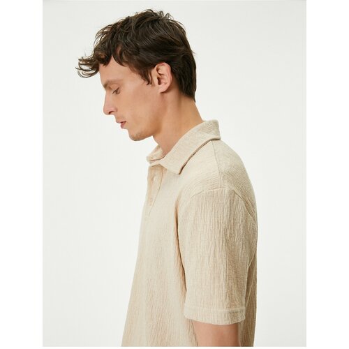 Koton Polo Neck T-Shirt Buttoned Textured Cotton Short Sleeve Cene