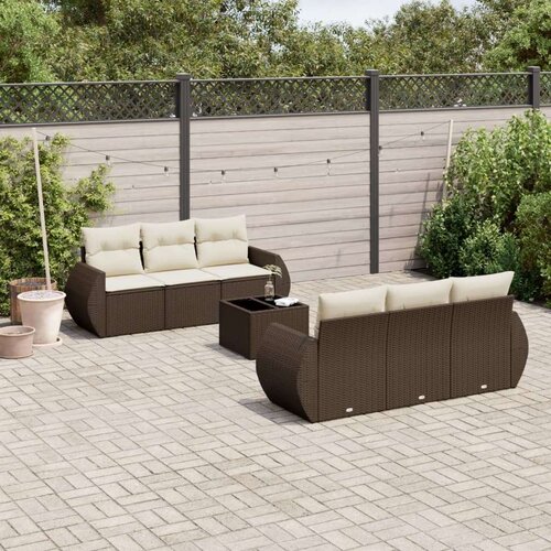 vidaXL 7-dijelni set vrtnih sofa od poliratana s jastucima smeđi Cijene