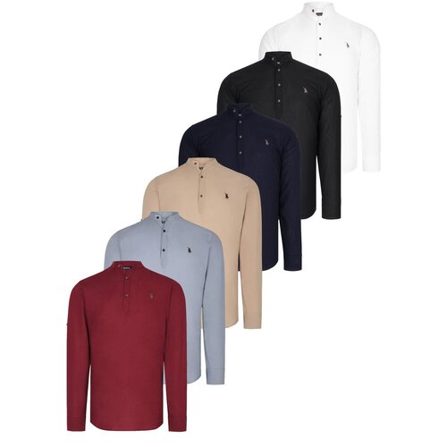 Dewberry SET OF SIX G783 JUDGE COLLAR SHIRT-BLACK-WHITE-NAVY-GREY-BEIGE-BURGUNDY Cene
