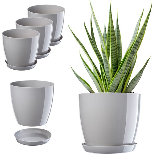 KADAX cvetlični lonec, sadilnik, pokrov, 16 cm, stojalo za rože, siva plastika, 3 kosi., (5000346119) Cene