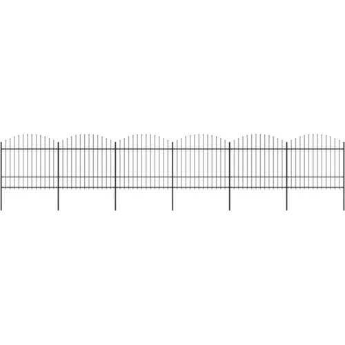  Vrtna ograja s koničastimi vrhovi jeklo (1,5-1,75)x10,2 m črna