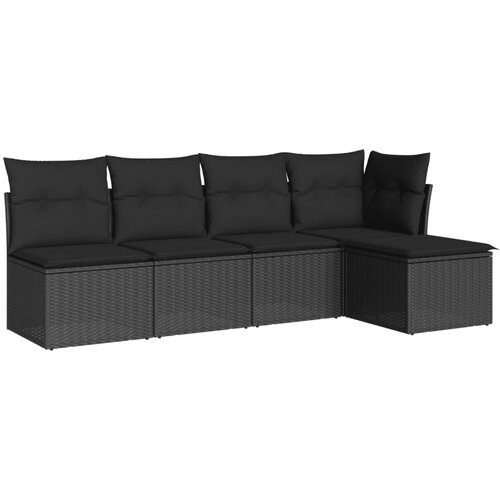 Maison Chic Seti vrtnega pohištva - Vrtna garnitura - Vrtni pohištvo set 5-delna z blazinami črn poli ratan, (21819947) Cene