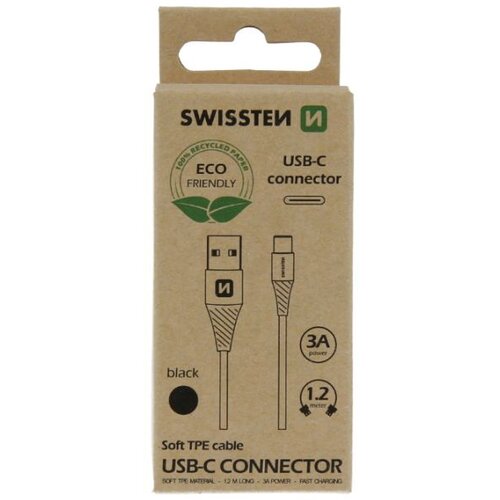 Swissten kabel USB/microUSB, 1.2m, 3A, ECO pakiranje, crni Cijene