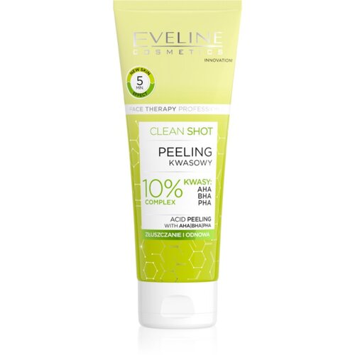 Eveline Cosmetics Clean Shot 10% Complex of AHA, BHA and PHA nežni piling proti nepravilnostim na koži 75 ml Slike