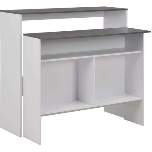 vidaXL Barski stol s 2 stolne ploče bijelo-sivi 130 x 40 x 120 cm Cene