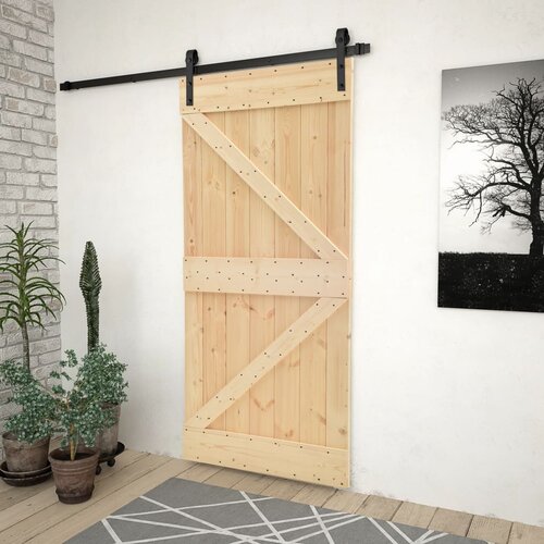 Furnova Drsna vrata s kompletom vodil 80x210 cm trdna borovina, (21944956) Slike