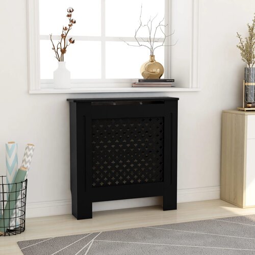 VidaXL pokrov za radijator mdf crni 78 cm Slike