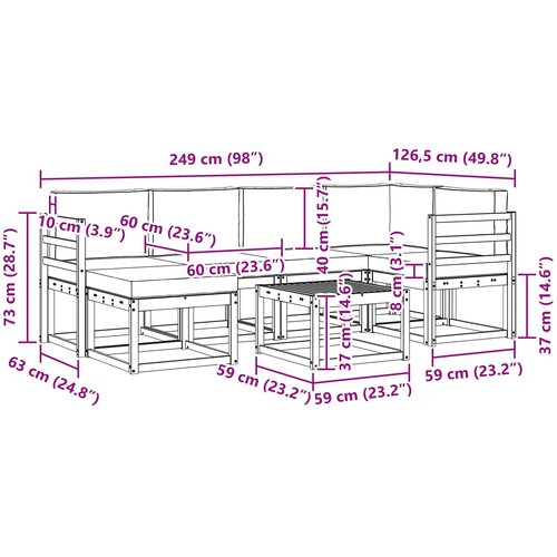  Set vanjskih sofa 7 pcs Bijela i krem Čvrsto drvo akacije Slike