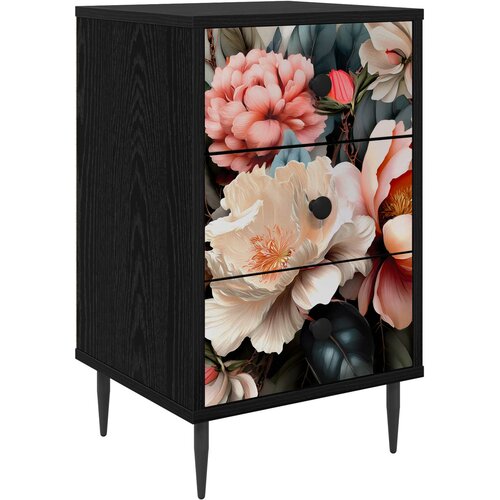  Noćni ormar BORNE Crni hrast 36 x 33 x 61 cm Konstruirano drvo Slike
