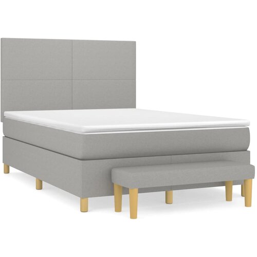 Maison Chic Box spring posteljni - Vzmetna postelja z vzmetnico svetlo siv 140x190 cm blago SL19494, (21893719) Cene
