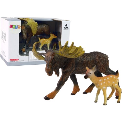  Set of 2 Elk and young deer figures Forest Animals Cene