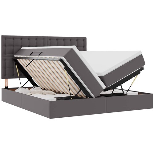 vidaXL Krevet s prostorom za pohranu s LED-om Siva 180 x 200 cm Cene