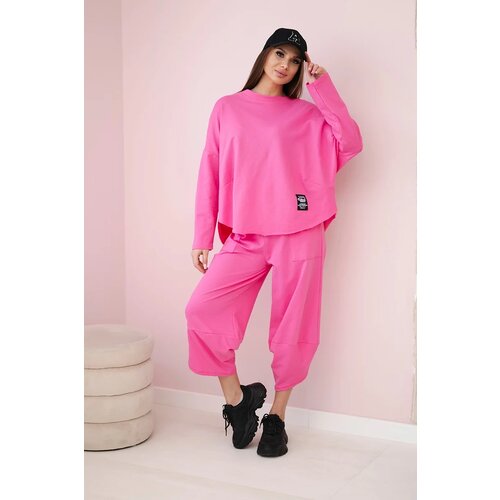 Kesi Włoski Cotton sweatshirt pants set light pink Cene