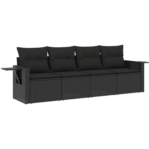  4-dijelni set vrtnih sofa od poliratana s jastucima crni Slike