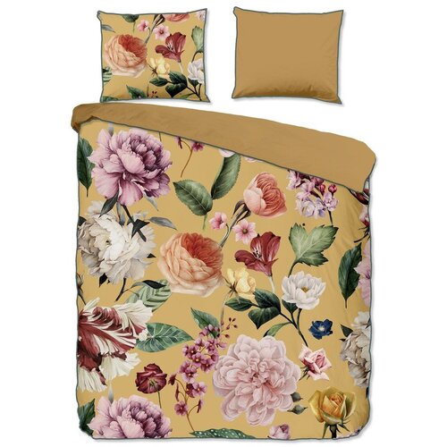 Descanso Oker žuta posteljina za bračni krevet/za produženi krevet od pamučnog satena 240x220 cm Fiori – Cene