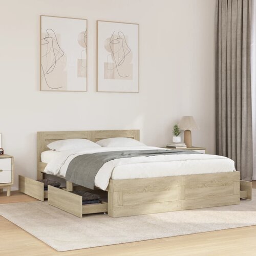 Furnova Posteljni okvir z vzglavjem sonoma hrast 120x200 cm inž. les, (21935721) Slike