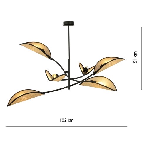  Luster na &amp;scaron;ipci LOTUS 6xE14/10W/230V crna/bež Slike