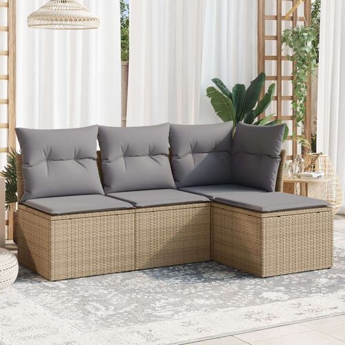  4-dijelni set vrtnih sofa s jastucima bež od poliratana Slike