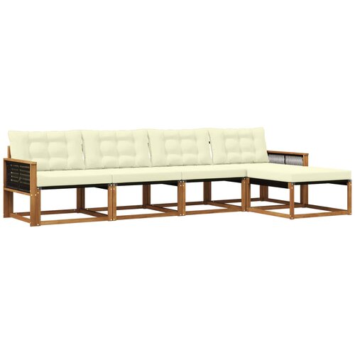 vidaXL Zunanja garnitura za sedenje z blazino 5 pcs Naravna in smetana, (5000272851) Cene
