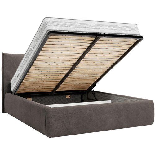 MID.YOU OBLAZINJENA POSTELJA 160 cm x 200 cm , les, tekstil, leseni material rjava Slike