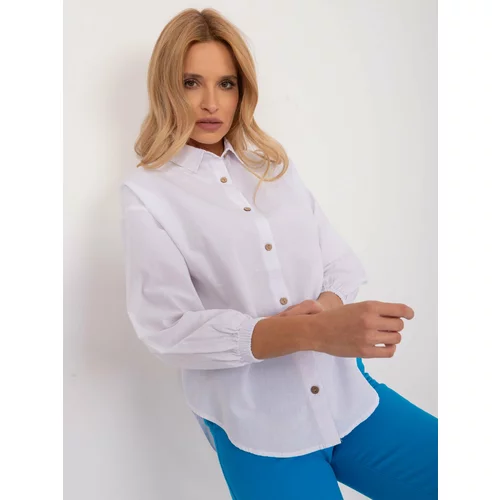 Fashion Hunters White Cotton Women's Button-Down Shirt