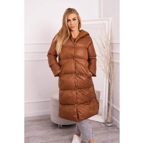 Kesi Quilted winter jacket with a hood camel Slike