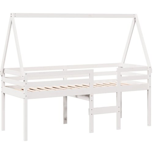 vidaXL Visoka postelja s streho bela 90x200 cm trdna borovina, (21251282) Cene