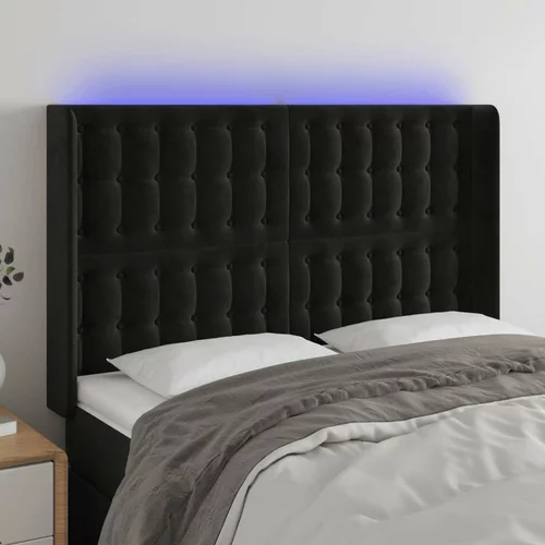  LED posteljno vzglavje črno 147x16x118/128 cm žamet, (20951825)