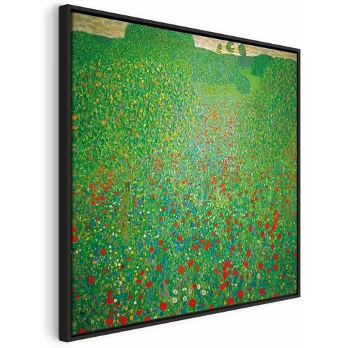 Slika - Gustav Klimt – Poppy Field 80x80 U crnom drvenom okviru Cene