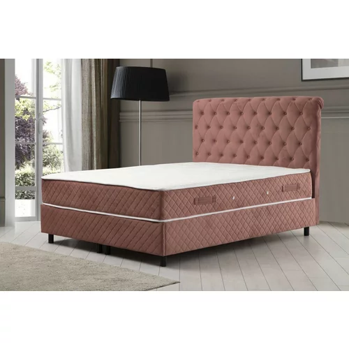 HANAH HOME Ružičasti boxspring krevet s prostorom za odlaganje 160x200 cm Sonata –