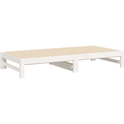  Dnevni ležaj na izvlačenje bijeli 2x(75x190)cm masivna borovina Slike