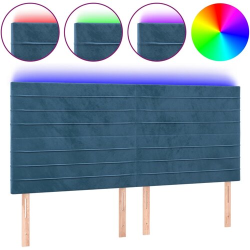 Maison Chic led posteljno vzglavje - vzglavna omarica - nočna omarica temno modro 180x5x118/128 cm žamet, (21708167) Slike