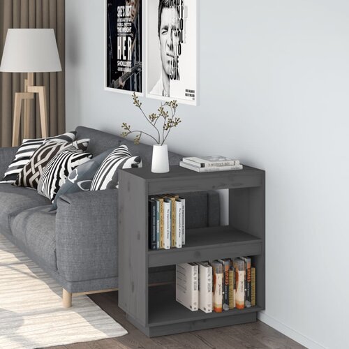 VidaXL knjižna omara siva 60x35x71 cm trdna borovina Slike