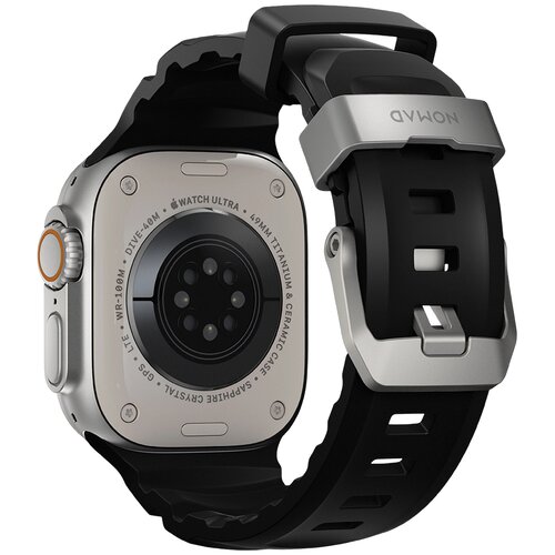 Nomad Pa&scaron;ček Apple Watch 44/45/49 mm fluoroelastomer titan, Črna, (5000277693) Cene