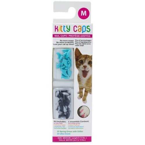 Kitty caps gn-kitty m crno sive i svetloplave navlake za mačje kandže Slike
