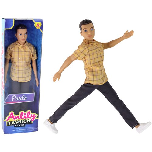  Lutka za igru dječak Paulo sa kariranom košuljom - smeđi Cijene